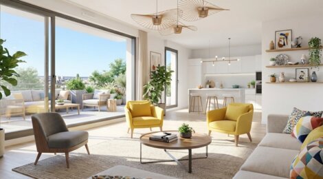 Programme immobilier neuf Villa Céleste - Angers : Appartements T2–T4 avec terrasses, parking souterrain et séjour-cuisine au cœur du quartier Justice (49000) - Référence : 14238