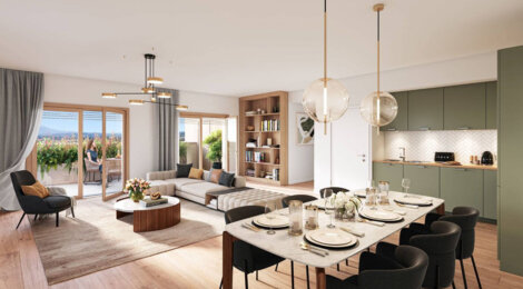 Programme immobilier neuf LES PROMENADES DE BILLY - Annecy Pringy : appartements neufs du 2 au 5 pièces en écoquartier Pré Billy (74000) - Référence : 15357