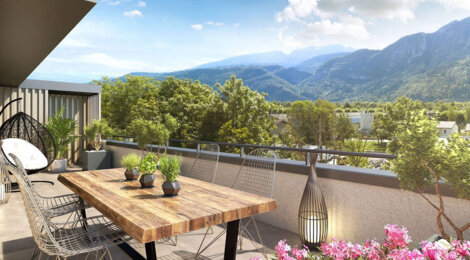 Programme immobilier neuf Poem - Ayse : Appartements studio–T4 avec balcons, jardins et stationnements à 250m de la gare Léman Express (74130) - Référence : 5375