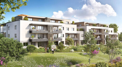 Programme immobilier neuf Poem - Ayse : Appartements studio–T4 avec balcons, jardins et stationnements à 250m de la gare Léman Express (74130) - Référence : 5375