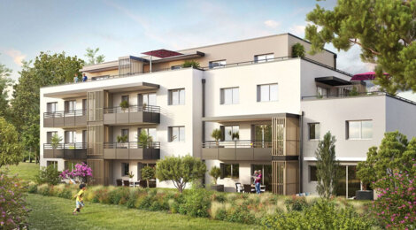 Programme immobilier neuf Poem - Ayse : Appartements studio–T4 avec balcons, jardins et stationnements à 250m de la gare Léman Express (74130) - Référence : 5375