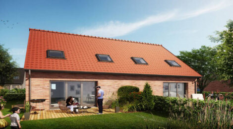 Programme immobilier neuf LA ROSELIÈRE - Bauvin : Maisons T4 avec jardins, garages et norme RT2012 au plus près du centre-ville (59221) - Référence : 13883