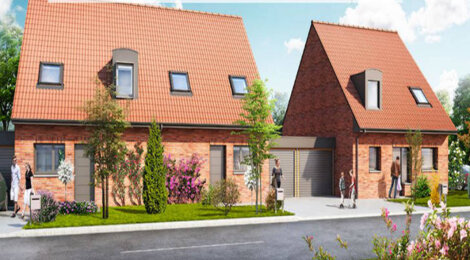 Programme immobilier neuf LA ROSELIÈRE - Bauvin : Maisons T4 avec jardins, garages et norme RT2012 au plus près du centre-ville (59221) - Référence : 13883