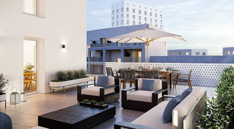 Programme immobilier neuf QUAI NEUF - OTAGO & CALLAO - Bordeaux : Appartements studio–T6 avec terrasses, volets électriques et parking au pied du pont Simone Veil (33000) - Référence : 14263