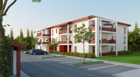 Programme immobilier neuf Briscous proche de la mairie - Briscous : 33 appartements T2–T4 en architecture basque avec balcons et terrasses (64240) - Référence : 12411