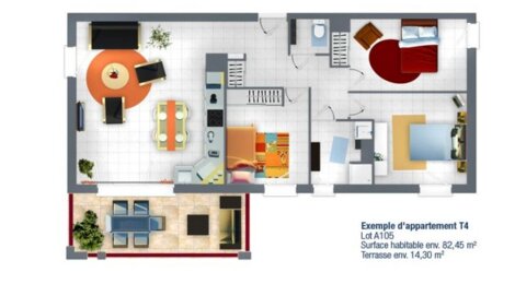 Programme immobilier neuf Briscous proche de la mairie - Briscous : 33 appartements T2–T4 en architecture basque avec balcons et terrasses (64240) - Référence : 12411