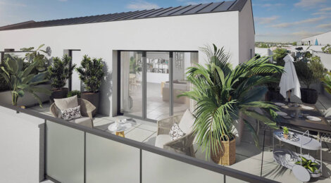 Programme immobilier neuf L'ÉCRIN BLANC - Carbon-Blanc : Appartements T2–T4 avec terrasses, loggias et proximité Bordeaux à 10 minutes (33560) - Référence : 14452