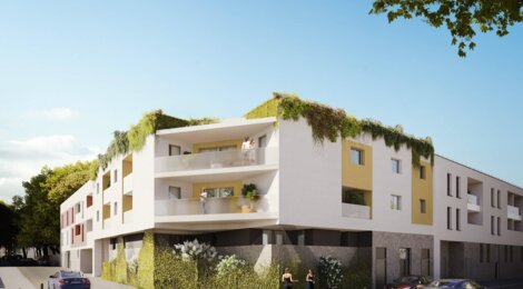 Programme immobilier neuf BLANC COTON - Castelnau-le-Lez : 17 appartements neufs à 200 m du tramway 2, espaces verts et confort écologique (34170) - Référence : 8567