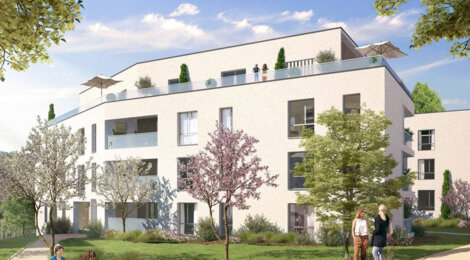 Programme immobilier neuf Cristal - Champagne-au-Mont-d'Or : Appartements T2–T5 avec balcons, terrasses et parc paysager proche des commodités (69410) - Référence : 5879