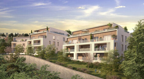 Programme immobilier neuf Cristal - Champagne-au-Mont-d'Or : Appartements T2–T5 avec balcons, terrasses et parc paysager proche des commodités (69410) - Référence : 5879