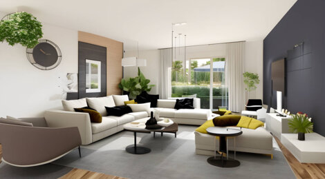 Programme immobilier neuf Cristal - Champagne-au-Mont-d'Or : Appartements T2–T5 avec balcons, terrasses et parc paysager proche des commodités (69410) - Référence : 5879