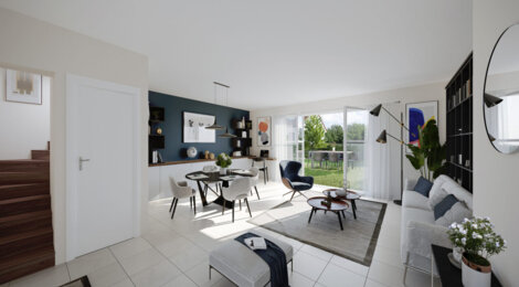 Programme immobilier neuf Les Demeures des Coteaux - Chennevières-sur-Marne : Maisons T4–T5 avec jardins privatifs, chemins piétonniers et luminosité au cœur du quartier des Coteaux (94430) - Référence : 14383