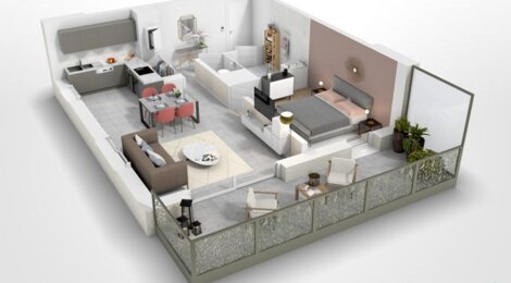 Programme immobilier neuf Domaine Férédie - Claix : Appartements T3–T5 avec terrasses, jardins et isolation RT2012 en plein cœur de ville (38640) - Référence : 14220