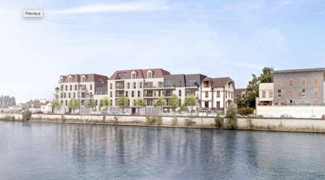 Programme immobilier neuf LES TERRASSES DE L'OISE - Creil : Appartements T2–T4 avec balcons, terrasses et vue sur l’Oise en face de l’île Saint-Maurice (60100) - Référence : 12913
