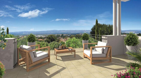 Programme immobilier neuf LE CLOS AZUR - Gignac-la-Nerthe : 15 appartements T2–T4 avec terrasses, jardins et vue dégagée proche des commodités (13180) - Référence : 1047