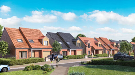 Programme immobilier neuf LE CLOS DU VAL DE LA SENSÉE - Gœulzin : Maisons T4–T5 avec jardins, garages et architecture typique dans un secteur calme (59169) - Référence : 11994