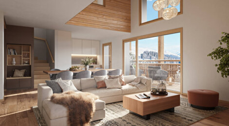 Programme immobilier neuf 1860 - Huez, résidence neuve et proximité Palais des Sports en cœur de station (38750) - Référence : 15394