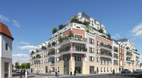 Programme immobilier neuf Les Terrasses d'Amelia - Le Blanc-Mesnil : Appartements T2–T5 avec terrasses, parking sécurisé et proximité RER B gare de Drancy (93150) - Référence : 7120