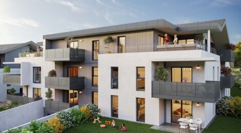Programme immobilier neuf Les Vergers de Marcel + Domaine Les Marcellines - Les Ollières : 14 appartements et 9 villas neuves T2–T6 à 20 min d’Annecy (74570) - Référence : 15794
