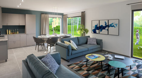 Programme immobilier neuf LE JONAN - Mornant : Maisons T5 avec jardins privatifs et garages dans un quartier résidentiel verdoyant (69440) - Référence : 324