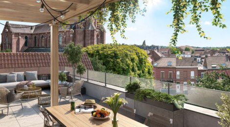 Programme immobilier neuf Le 114 - Mouvaux : 25 appartements neufs au pied des commerces et du Parc du Hautmont, espaces extérieurs (59420) - Référence : 15682