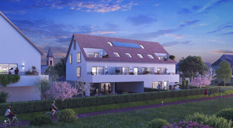 Programme immobilier neuf OXYGENE - Niederhausbergen : 10 logements neufs à 14 min de la place Kléber, RE2020 et espaces extérieurs (67207) - Référence : 15703