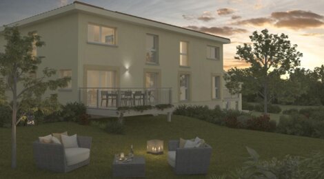 Programme immobilier neuf LES CARRÉS DU CÈDRE - Nuelles : Dernier appartement T4 duplex avec terrasse en bois et jardin privatif à deux pas de l’école (69210) - Référence : 568