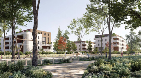 Programme immobilier neuf Les Jardins de Célan - Pessac : Appartements T2–T5 avec terrasses, jardin commun et proximité emplacement arboré (33600) - Référence : 14621