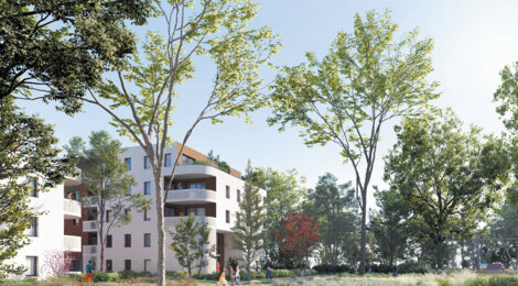 Programme immobilier neuf Les Jardins de Célan - Pessac : Appartements T2–T5 avec terrasses, jardin commun et proximité emplacement arboré (33600) - Référence : 14621