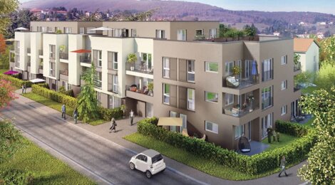 Programme immobilier neuf BLEU HORIZON - Pollionnay : 21 appartements T2–T4 et 6 maisons T5 avec balcons, terrasses et jardins dans un cadre champêtre (69290) - Référence : 352