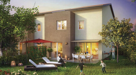 Programme immobilier neuf BLEU HORIZON - Pollionnay : 21 appartements T2–T4 et 6 maisons T5 avec balcons, terrasses et jardins dans un cadre champêtre (69290) - Référence : 352