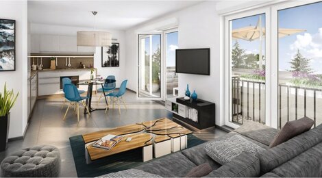 Programme immobilier neuf BLEU HORIZON - Pollionnay : 21 appartements T2–T4 et 6 maisons T5 avec balcons, terrasses et jardins dans un cadre champêtre (69290) - Référence : 352