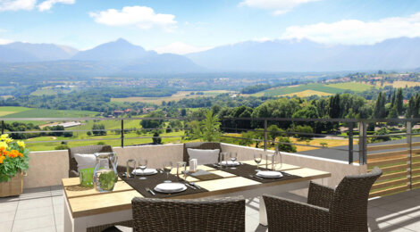Programme immobilier neuf LE CHATENAY - Reignier-Esery : Appartements T2–T4 avec terrasses, balcons et isolation haute performance au pied du Club de Golf (74930) - Référence : 4658