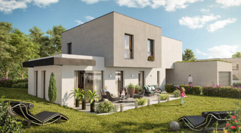 Programme immobilier neuf L'ESSEN'CIEL - Riedisheim : Appartements T2–T5 et maisons avec jardins, terrasses et parking à la lisière de la forêt du Tannenwald (68400) - Référence : 3397