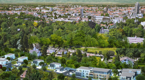 Programme immobilier neuf L'ESSEN'CIEL - Riedisheim : Appartements T2–T5 et maisons avec jardins, terrasses et parking à la lisière de la forêt du Tannenwald (68400) - Référence : 3397