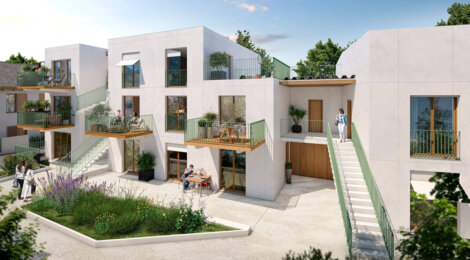 Programme immobilier neuf Les Nouveaux Jardins - Maisons et Appartements - Rungis : Appartements studio–T5 et maisons T4–T5 avec jardins, terrasses et cadre naturel dans l’agro-quartier de Montjean (94150) - Référence : 14206