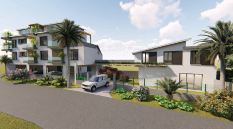 Programme immobilier neuf Le Rubis - Saint-Pierre : Appartements T2–T3 et maison T3 avec jardins, balancelles et parking au cœur du secteur Terre Sainte (97410) - Référence : 12094