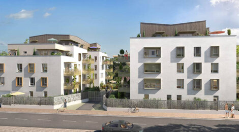 Programme immobilier neuf nidéal - Saint-Priest centre-ville et espaces extérieurs (69800) - Référence : 18313