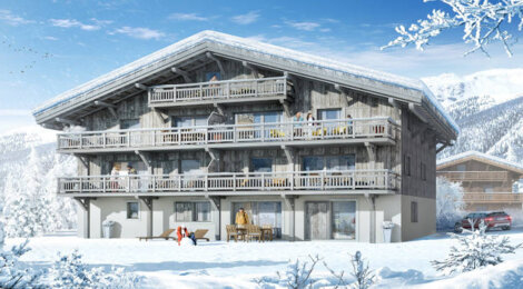 Programme immobilier neuf LA COUR DES ALPES - Samoëns : Appartements T3–T5 avec terrasses, bois noble et vue sur les montagnes dans un quartier résidentiel (74340) - Référence : 4271