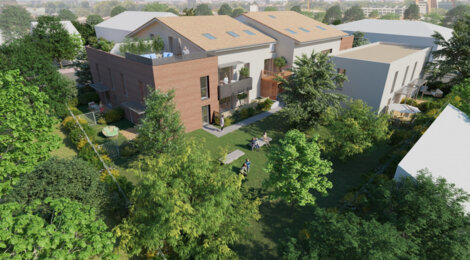 Programme immobilier neuf OMBELLE - Toulouse : Appartements T2–T4 et maisons avec terrasses, parking et accessibilité PMR dans le secteur Parc de la Maourine (31000) - Référence : 6271
