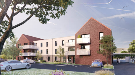 Programme immobilier neuf Le clos d'Estournelle - Vendeville : Appartements T2–T4 avec balcons, jardin partagé et garages fermés à 5 min du centre commercial de Faches (59175) - Référence : 12001