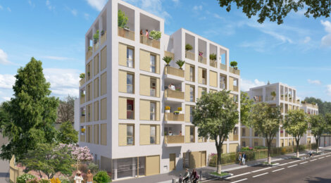 Programme immobilier neuf Patio Pressensé - Vénissieux : Appartements studio–T4 avec terrasses, jardin commun et proximité tramway T6 (69200) - Référence : 7039