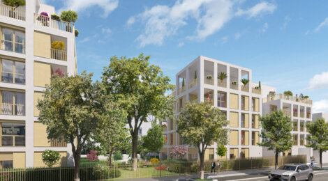 Programme immobilier neuf Patio Pressensé - Vénissieux : Appartements studio–T4 avec terrasses, jardin commun et proximité tramway T6 (69200) - Référence : 7039