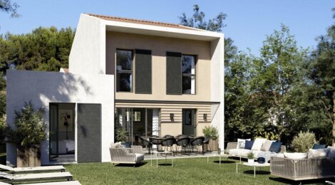 Programme immobilier neuf DOMAINE DES DAMES - Ventabren : Maisons T3–T6 avec piscine, terrasses et label BDM au cœur d’un domaine verdoyant (13122) - Référence : 12865