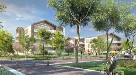 Programme immobilier neuf RE-CREATION BOISEE - Villeneuve-Tolosane : Appartements T2–T4 et maisons T3–T5 avec jardins, NF HABITAT HQE et 200 arbres dans l’écoquartier Las Fonses - Bois Vieux (31270) - Référence : 14417