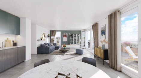 Programme immobilier neuf Les Allées Perroncel - Villeurbanne : Appartements studio–T5 avec balcons, loggias et proximité Campus LyonTech-La Doua (69100) - Référence : 17208
