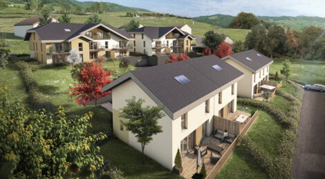 Programme immobilier neuf Les Coteaux du Salève - Vovray : Appartements T2–T4 et maisons avec terrasses, jardins et parkings entre commerce et campagne (74350) - Référence : 6699
