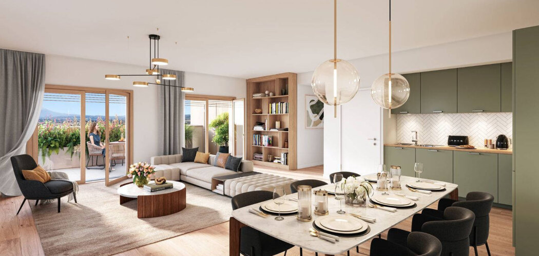 Programme immobilier neuf LES PROMENADES DE BILLY - Annecy Pringy : appartements neufs du 2 au 5 pièces en écoquartier Pré Billy (74000) - Référence : 15357