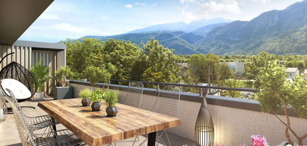 Programme immobilier neuf Poem - Ayse : Appartements studio–T4 avec balcons, jardins et stationnements à 250m de la gare Léman Express (74130) - Référence : 5375
