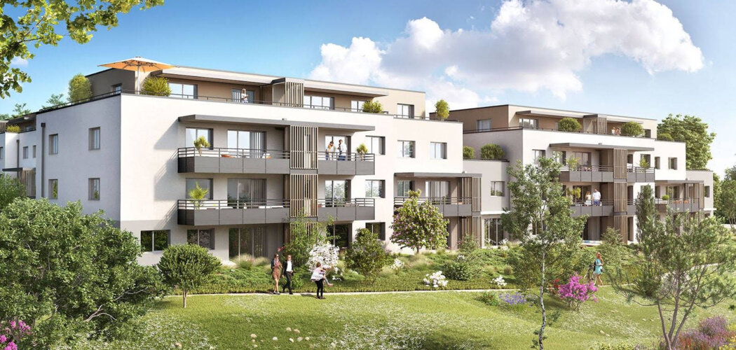 Programme immobilier neuf Poem - Ayse : Appartements studio–T4 avec balcons, jardins et stationnements à 250m de la gare Léman Express (74130) - Référence : 5375